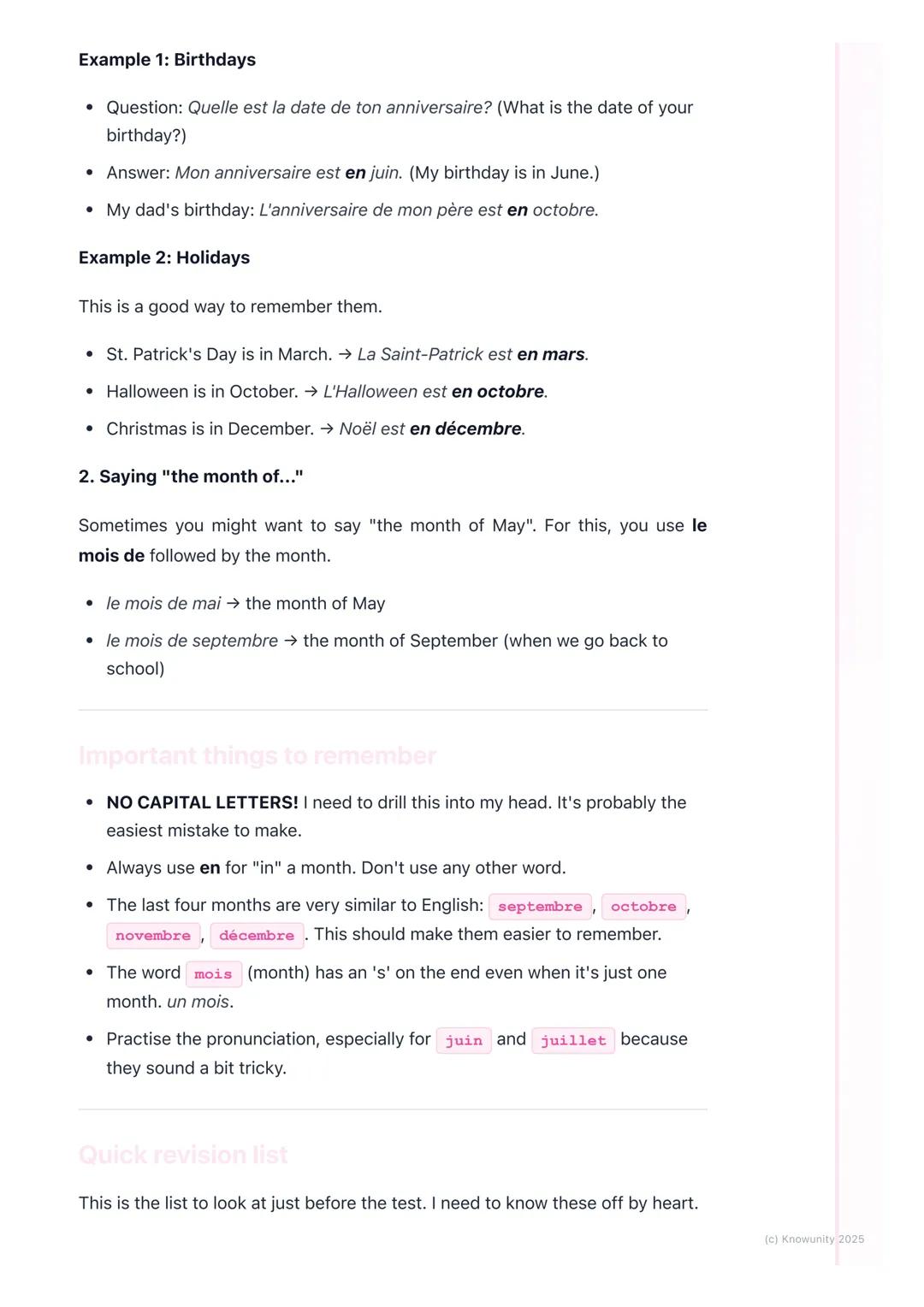 # Months of the Year

Introduction to the months

Learning the months of the year in French is really important. We need them to
talk about 