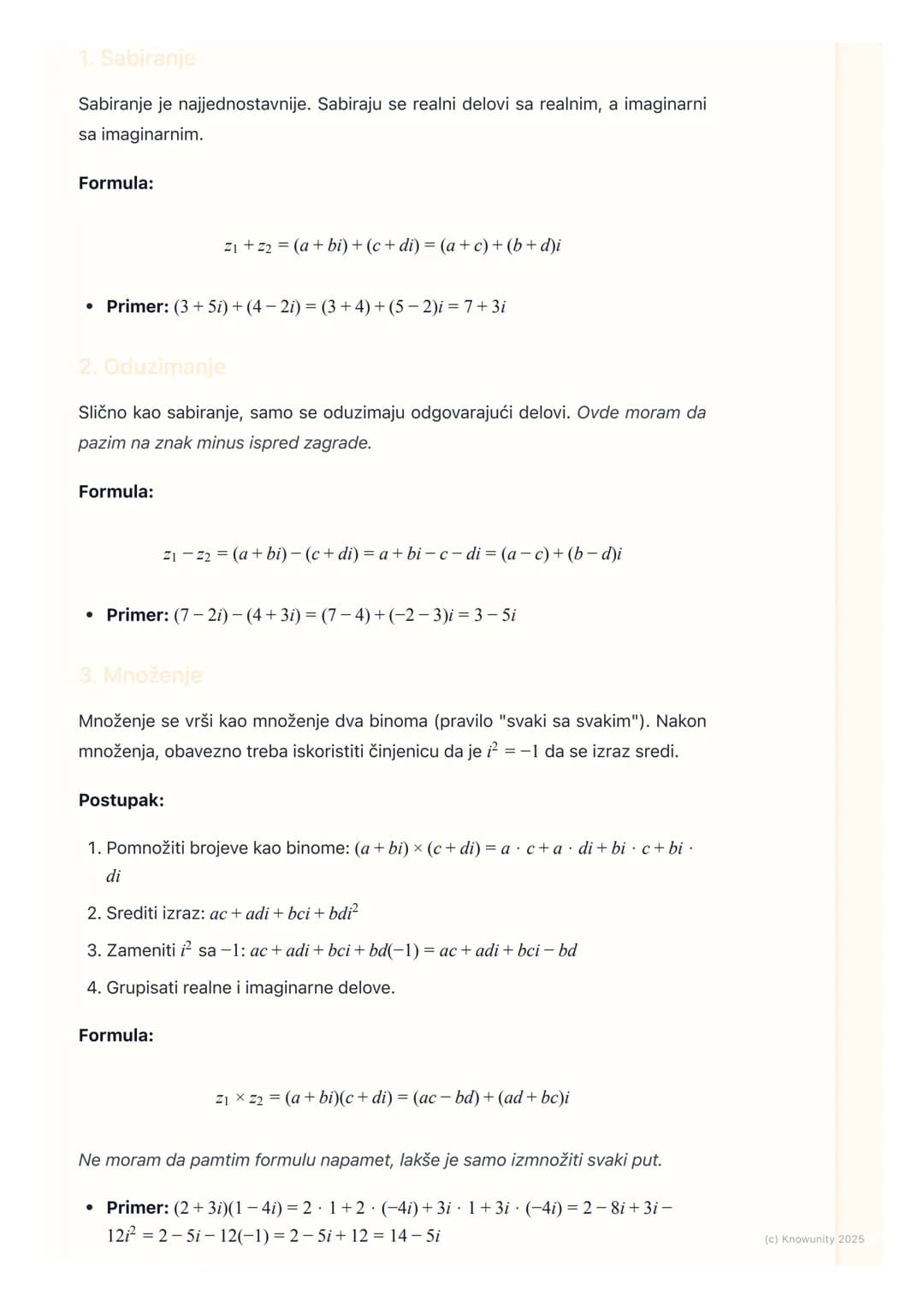 # Operacije sa kompleksnim
brojevima

Uvod u operacije sa kompleksnim brojevima

Kao i sa realnim brojevima, sa kompleksnim brojevima takođe
