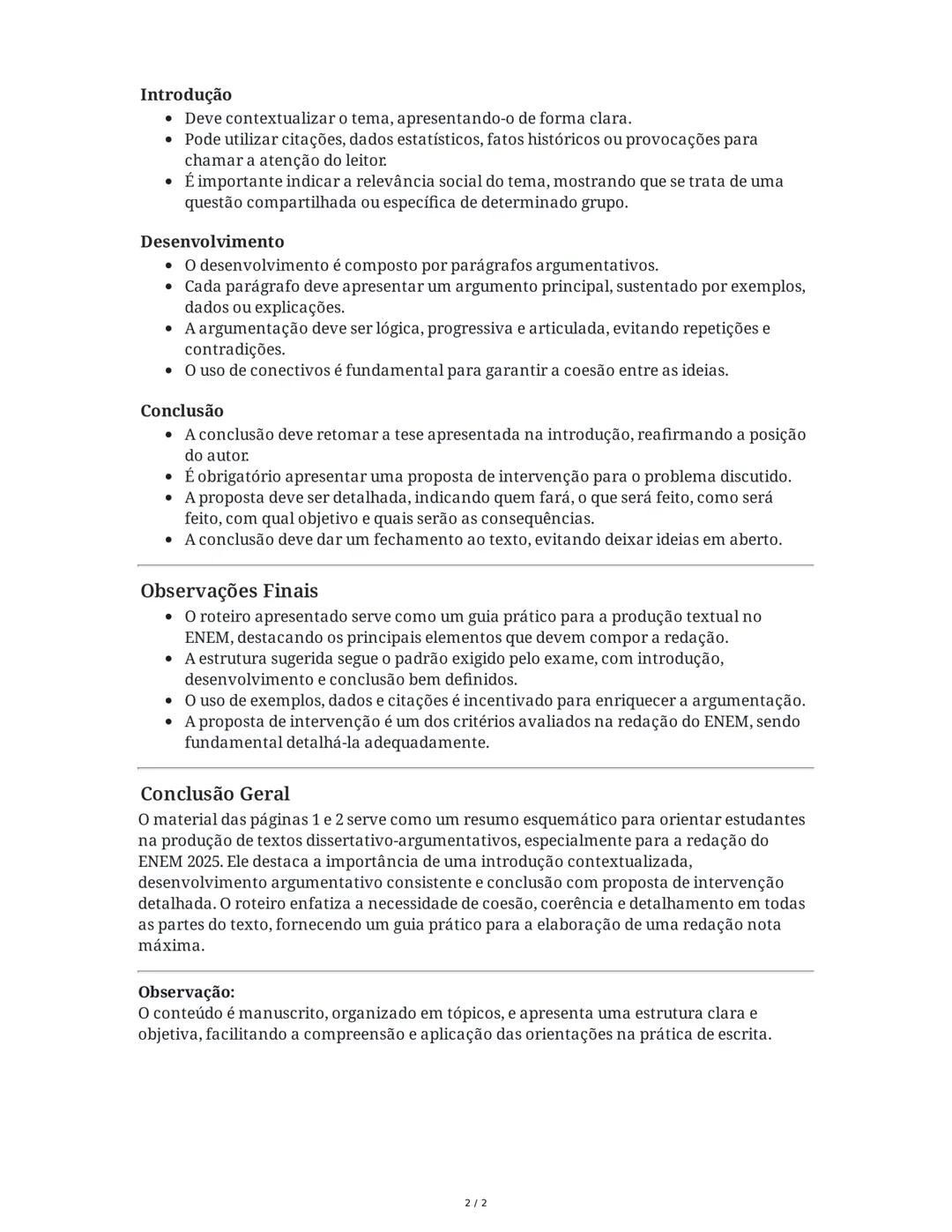 Introdução
Esquenta ENEM 2025 - Resumo
O material apresentado nas duas páginas é um roteiro de revisão para o ENEM 2025,
focando em estratég