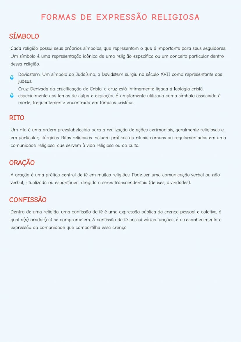 # FORMAS DE EXPRESSÃO RELIGIOSA

## SÍMBOLO

Cada religião possui seus próprios símbolos, que representam o que é importante para seus segui