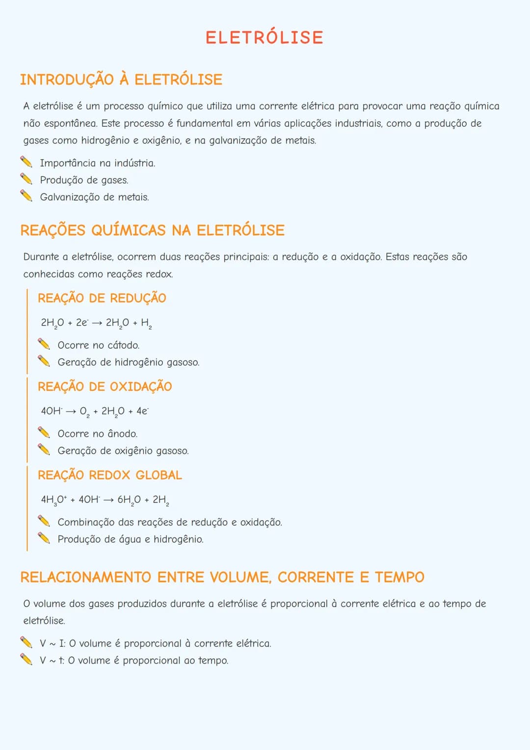 # ELETRÓLISE

# INTRODUÇÃO À ELETRÓLISE
A eletrólise é um processo químico que utiliza uma corrente elétrica para provocar uma reação químic