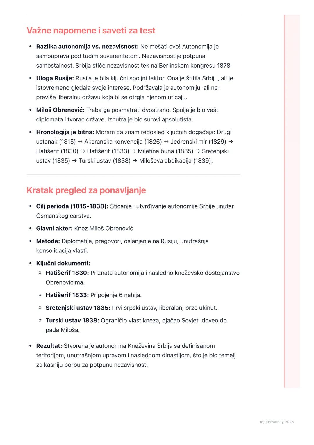 # Stvaranje autonomne
Kneževine Srbije

Uvod u period autonomije

Posle Drugog srpskog ustanka (1815), Srbija ne dobija odmah nezavisnost, v