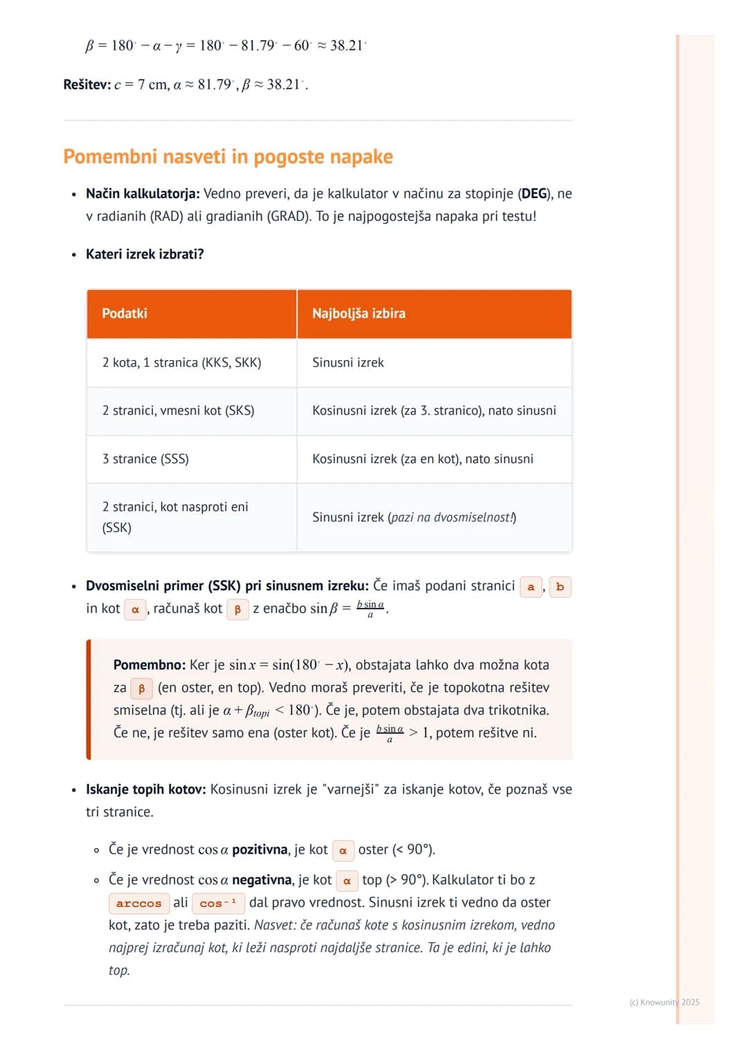 # Uporaba trigonometrije (sinusni in
kosinusni izrek)

Uvod v sinusni in kosinusni izrek

To sta dva ključna izreka v trigonometriji, ki ju 