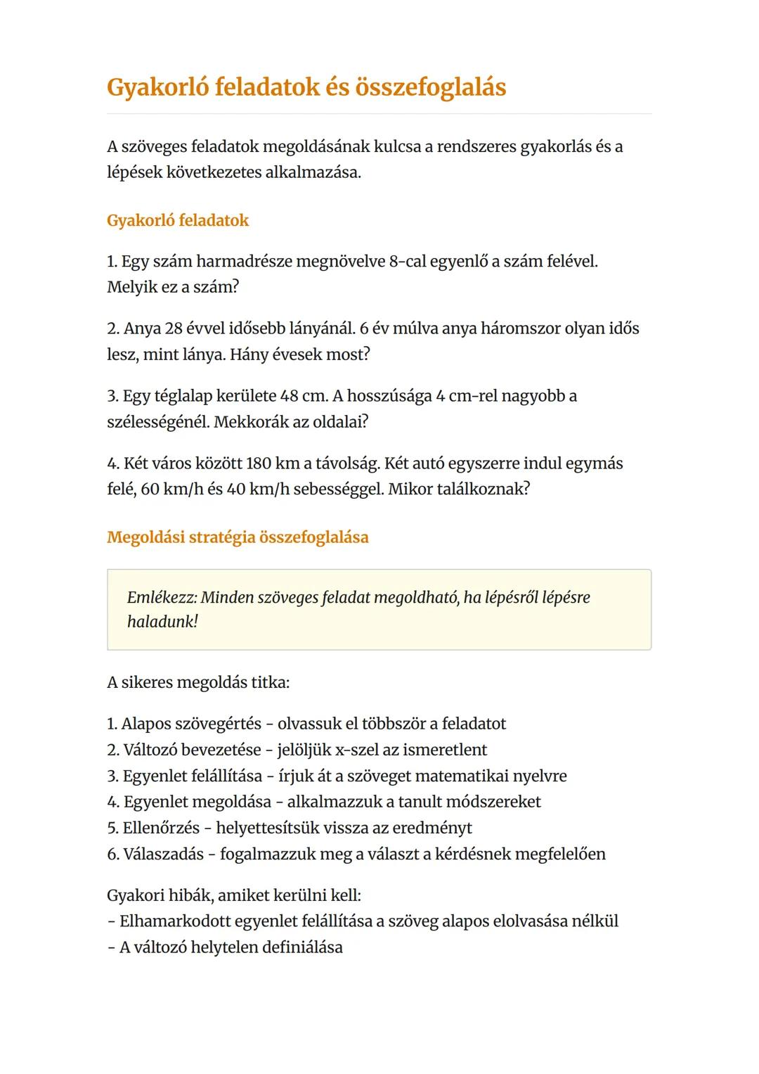 Szöveges feladatok megoldása
egyenletekkel
Hogyan oldjunk meg valós életből vett problémákat egyenletek
segítségével
Matematika • Grade 8 • 