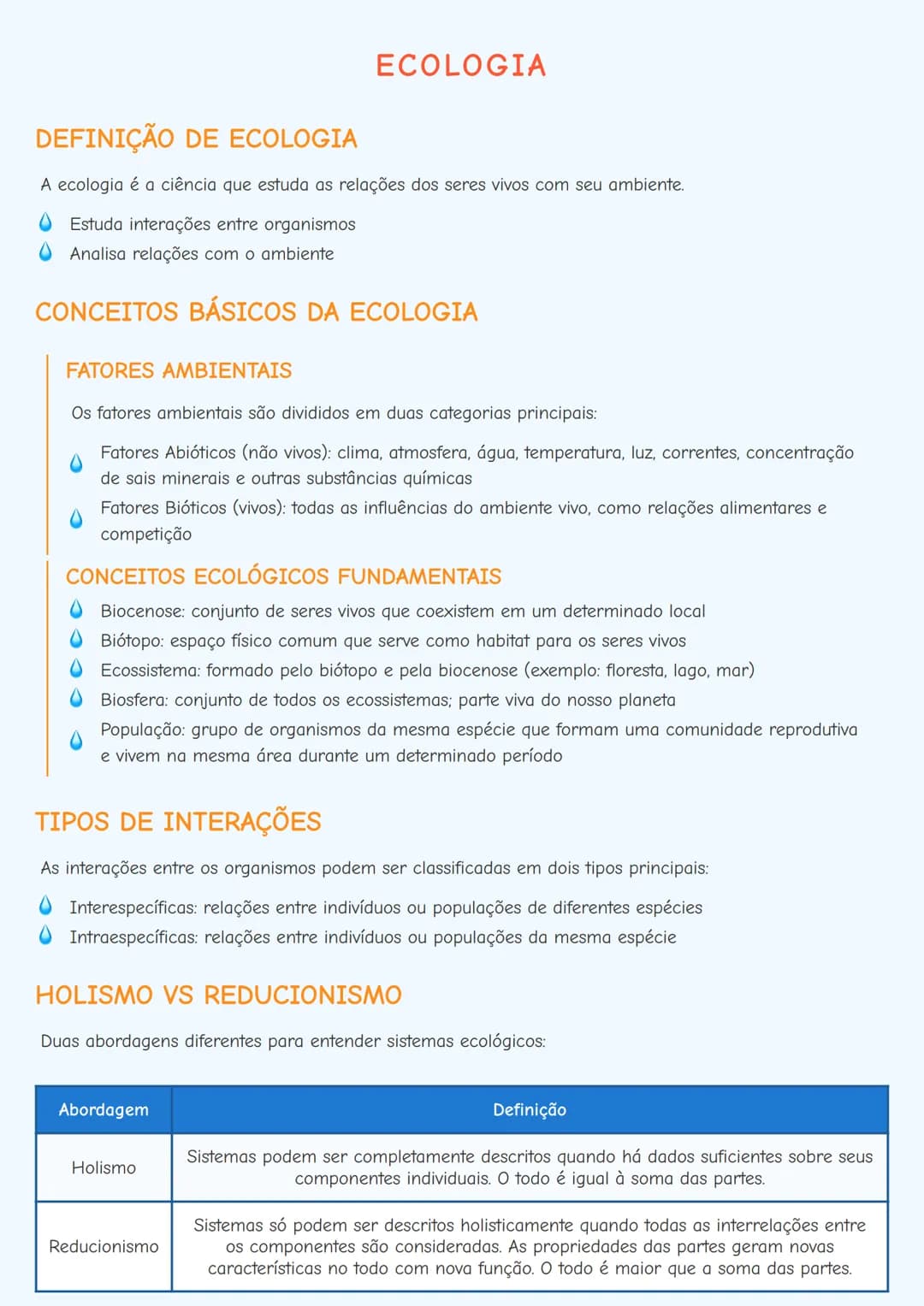 # ECOLOGIA

# DEFINIÇÃO DE ECOLOGIA
A ecologia é a ciência que estuda as relações dos seres vivos com seu ambiente.
- Estuda interações entr