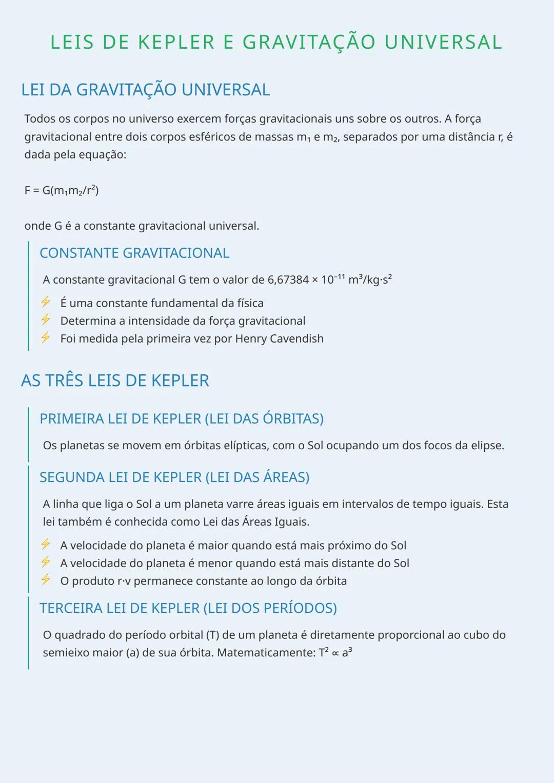 # LEIS DE KEPLER E GRAVITAÇÃO UNIVERSAL

## LEI DA GRAVITAÇÃO UNIVERSAL

Todos os corpos no universo exercem forças gravitacionais uns sobre