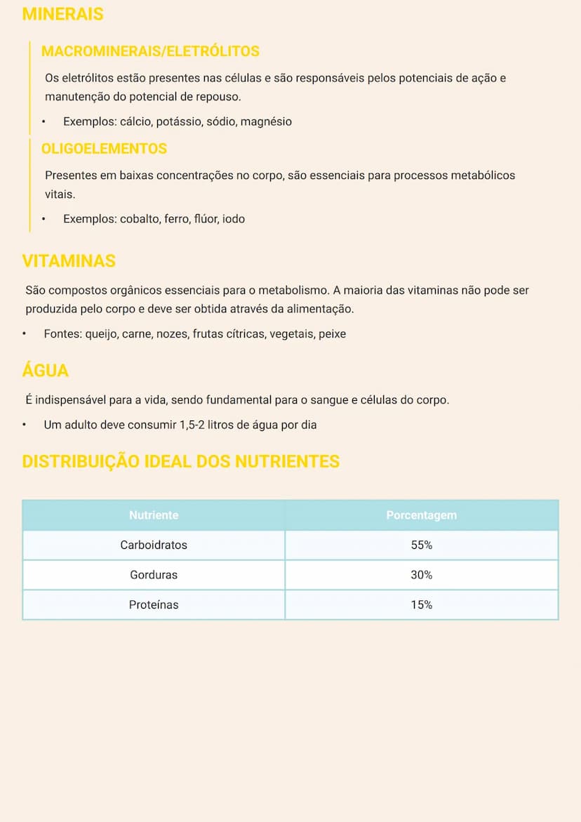# NUTRIENTES E COMPONENTES DOS
# ALIMENTOS

# COMPONENTES ESSENCIAIS DA ALIMENTAÇÃO

O corpo humano necessita de determinadas substâncias pa
