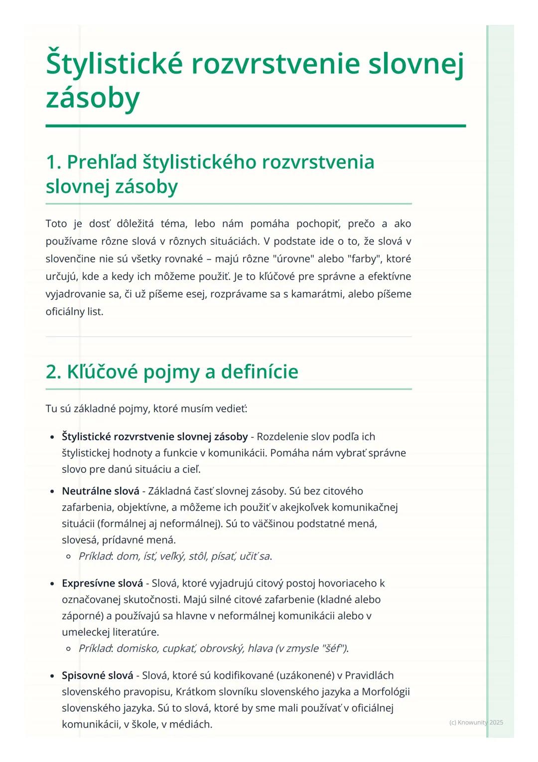 # Štylistické rozvrstvenie slovnej
zásoby

1. Prehľad štylistického rozvrstvenia
slovnej zásoby

Toto je dosť dôležitá téma, lebo nám pomáha