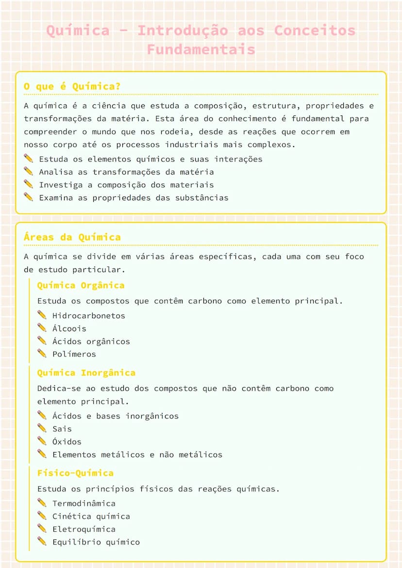 # Química - Introdução aos Conceitos
Fundamentais

# O que é Química?
A química é a ciência que estuda a composição, estrutura, propriedades
