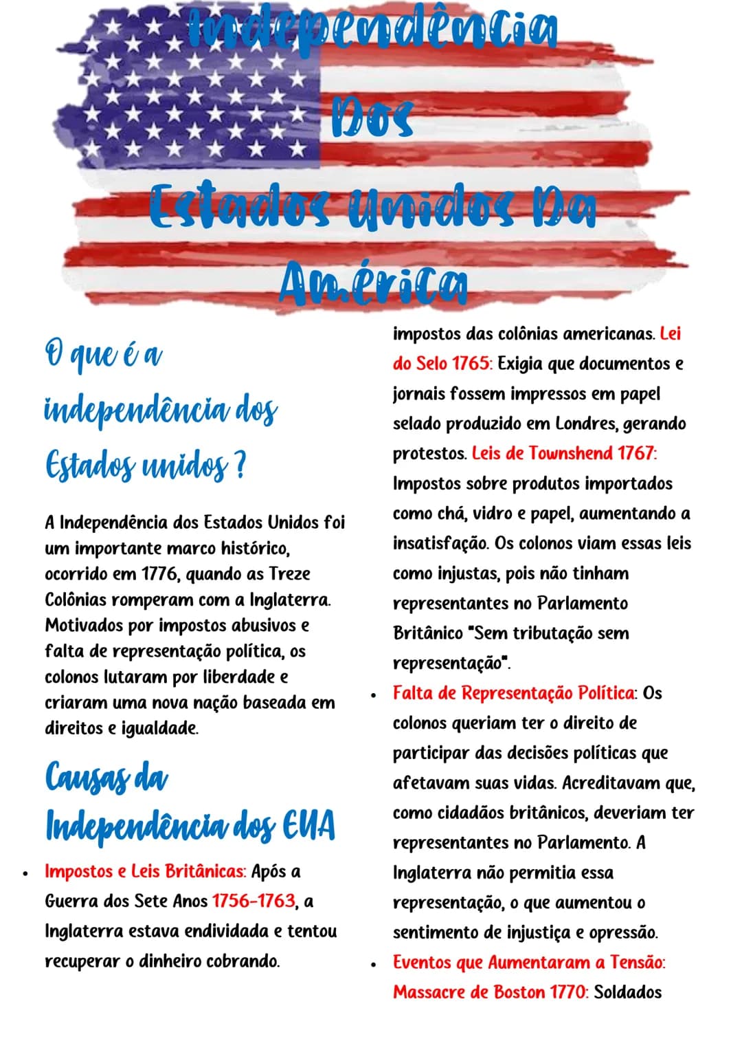 ## Independência
Dos
Estados Unidos Da
América

O que é a
independência dos
Estados unidos?

A Independência dos Estados Unidos foi
um impor