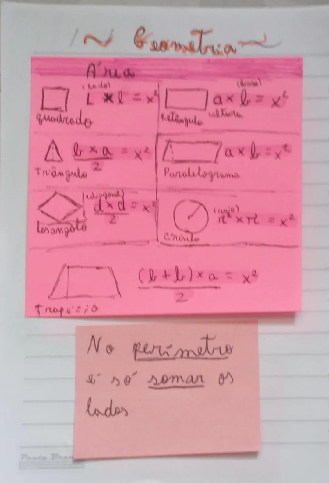 // bermetria
A'rea
(lado)
$L * l = x^4$
quodrado
$A \frac{b \times a}{2} = x^2$
Triângulo
(diagonal)
$\frac{d \times d}{2} = x^2$
Lorangoto
