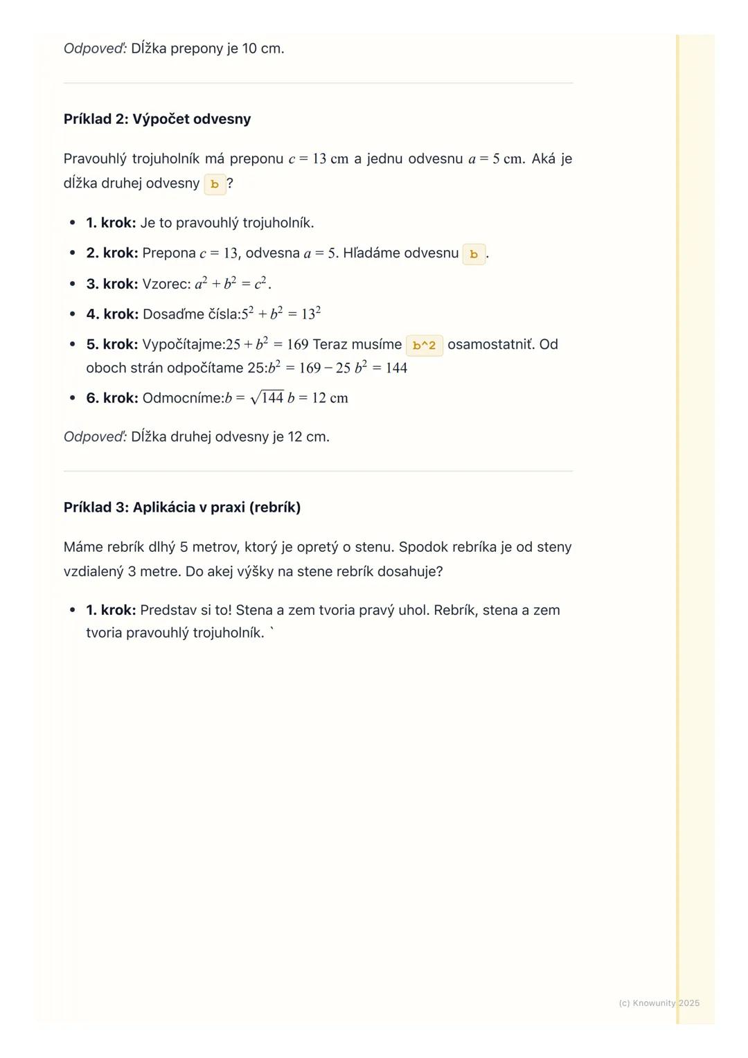 # Pytagorova veta

1. Prehľad a úvod

Pytagorova veta je super dôležitá vec v matematike, hlavne v geometrii.
Pomáha nám zistiť dĺžku strany
