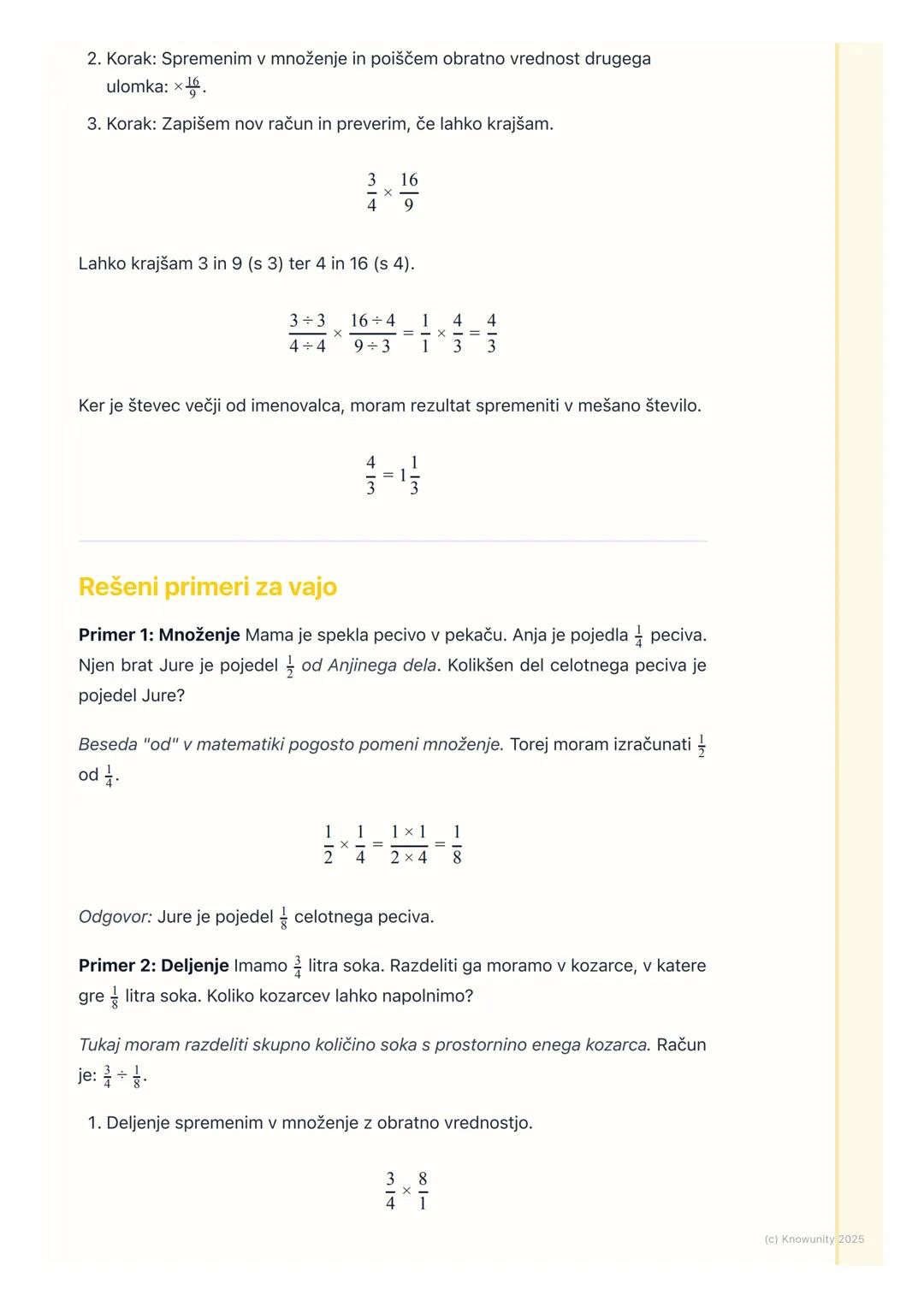 # Množenje in deljenje ulomkov

Uvod v množenje in deljenje ulomkov

To poglavje je nadaljevanje ulomkov. Naučili se bomo, kako ulomke množi