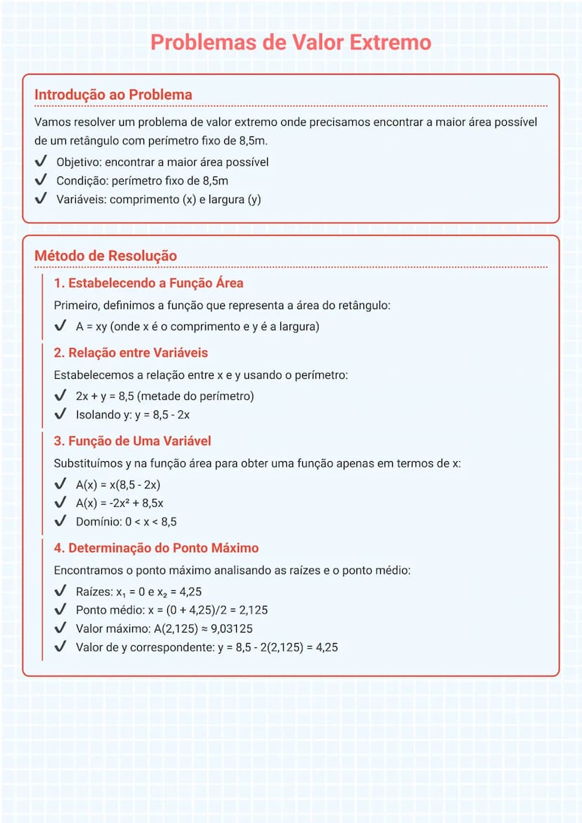 --- OCR Start ---
Problemas de Valor Extremo
Introdução ao Problema
Vamos resolver um problema de valor extremo onde precisamos encontrar a 