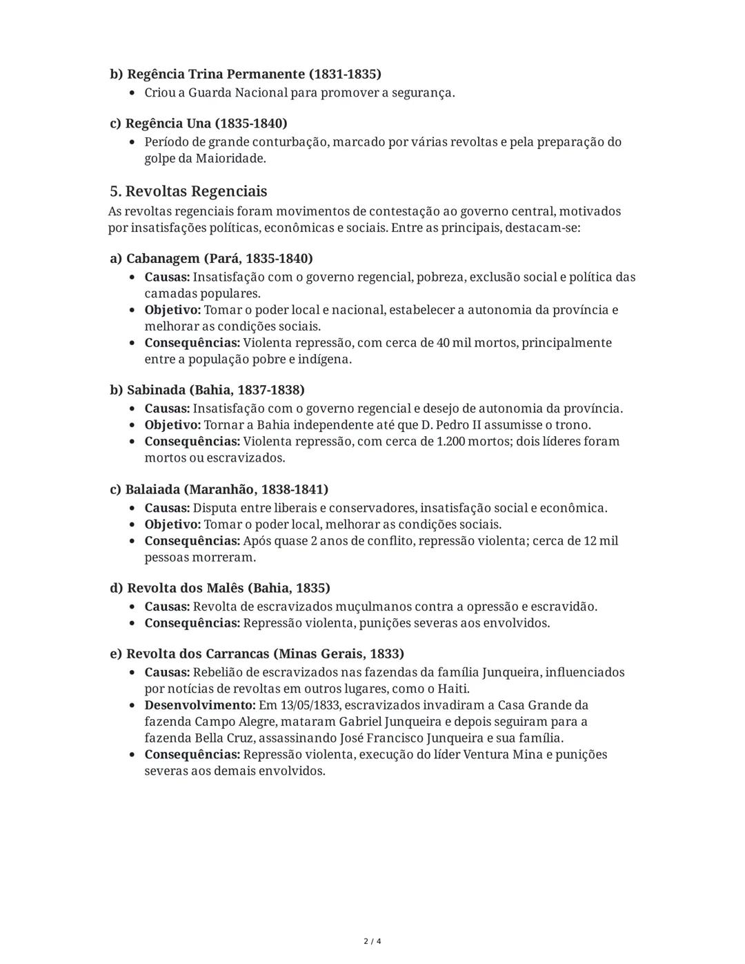 Resumo das Aulas: Revoltas Regenciais no Brasil (Período
Regencial 1831-1840)
1. Contexto do Período Regencial (1831-1840)
O Período Regenci