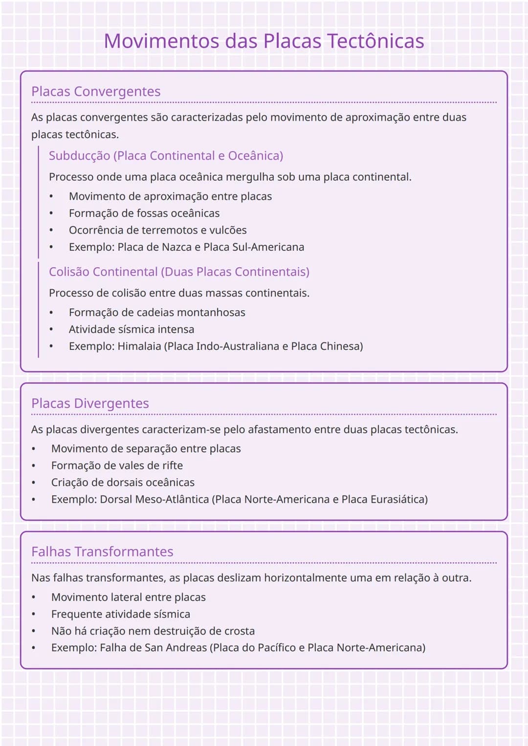 --- OCR Start ---
Movimentos das Placas Tectônicas
Placas Convergentes
As placas convergentes são caracterizadas pelo movimento de aproximaç
