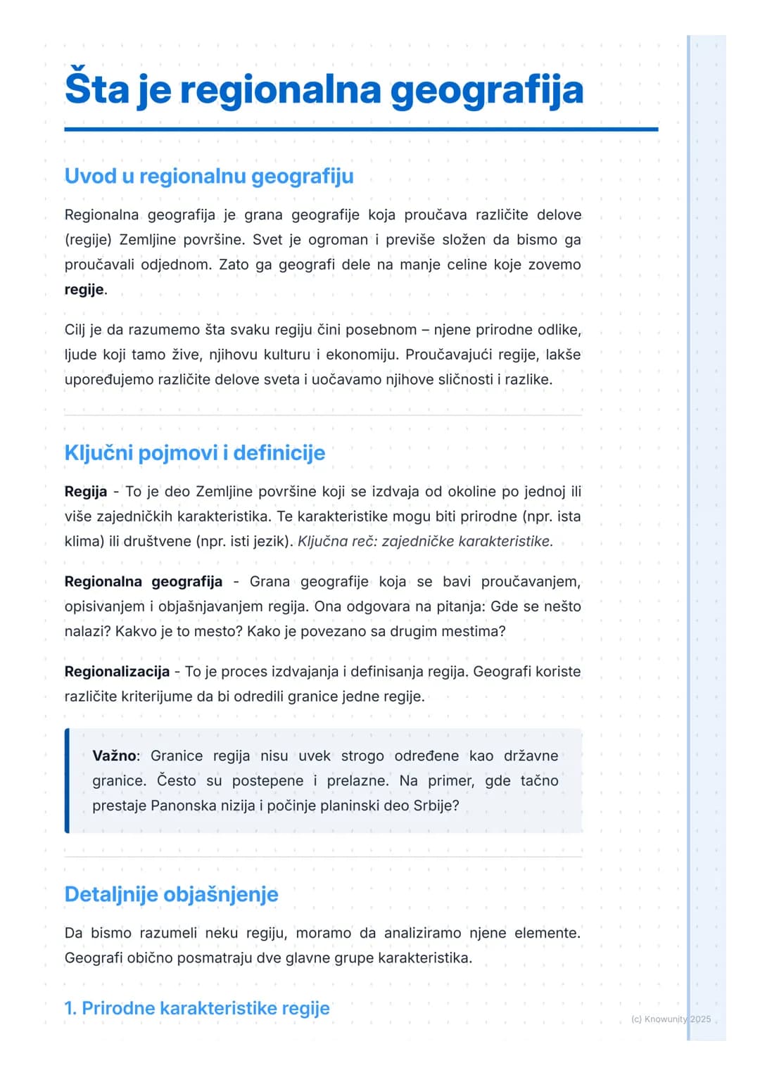 # Šta je regionalna geografija

Uvod u regionalnu geografiju

Regionalna geografija je grana geografije koja proučava različite delove
(regi