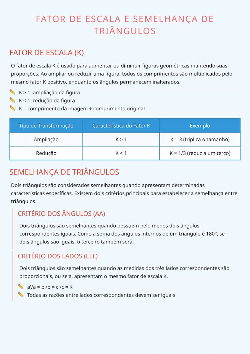 --- OCR Start ---
APLICAÇÃO PRÁTICA
Para verificar se dois triângulos são semelhantes, podemos utilizar qualquer um dos critérios
mencionado
