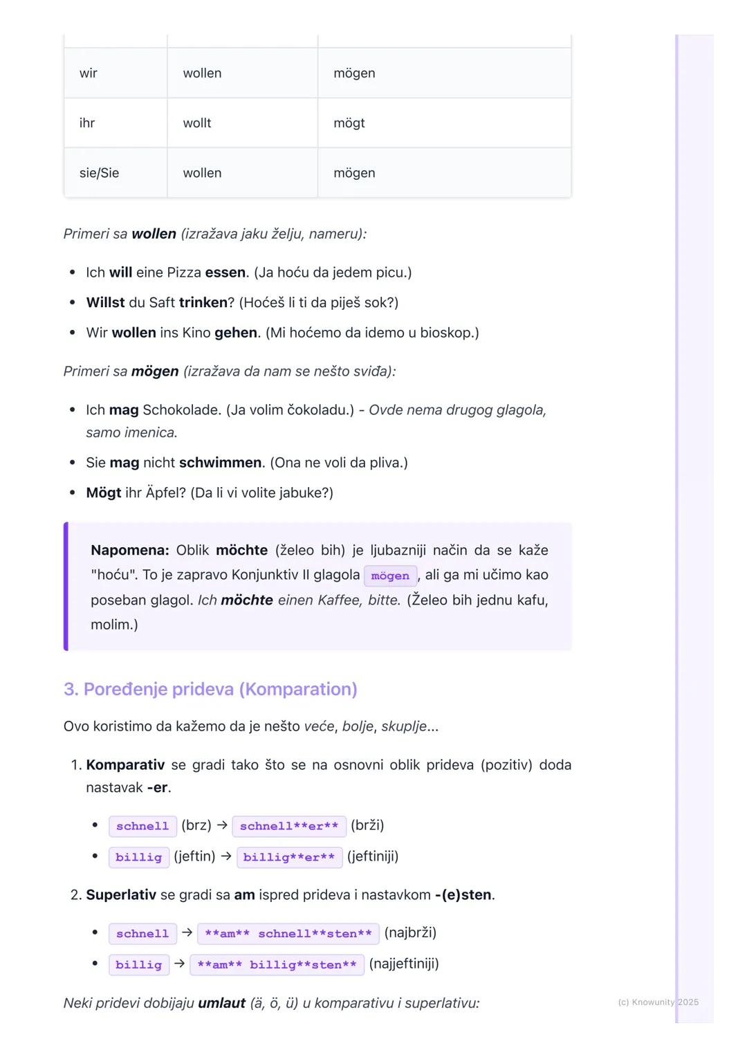# Gramatika: Akuzativ, modalni
glagoli (mögen, wollen),
poređenje prideva

Gramatika za kontrolni: Akuzativ, modalni glagoli i
poređenje pri