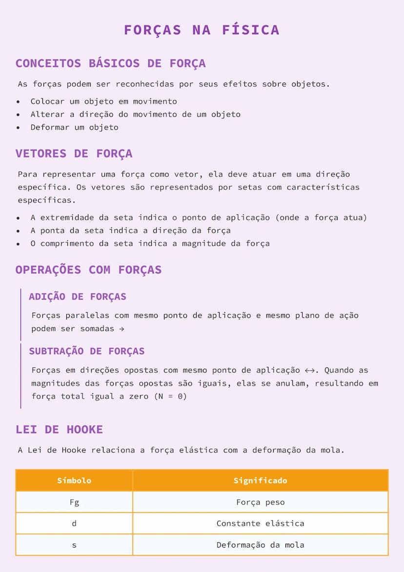 # FORÇAS NA FÍSICA

## CONCEITOS BÁSICOS DE FORÇA

* As forças podem ser reconhecidas por seus efeitos sobre objetos.
* Colocar um objeto em