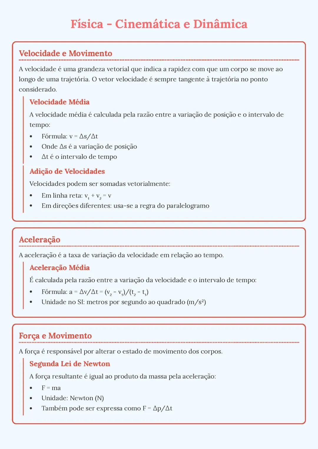 Física - Cinemática e Dinâmica