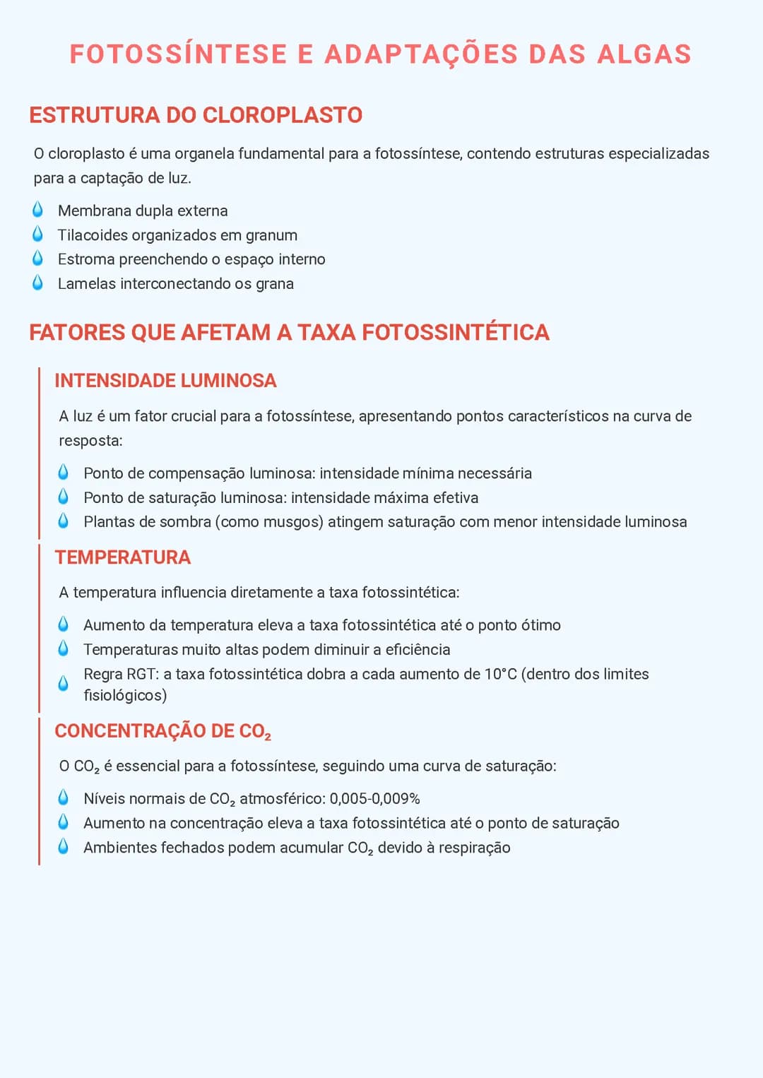 Fotossíntese e Adaptações das Algas