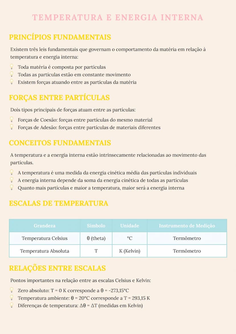--- OCR Start ---
TEMPERATURA E ENERGIA INTERNA
PRINCÍPIOS FUNDAMENTAIS
Existem três leis fundamentais que governam o comportamento da matér