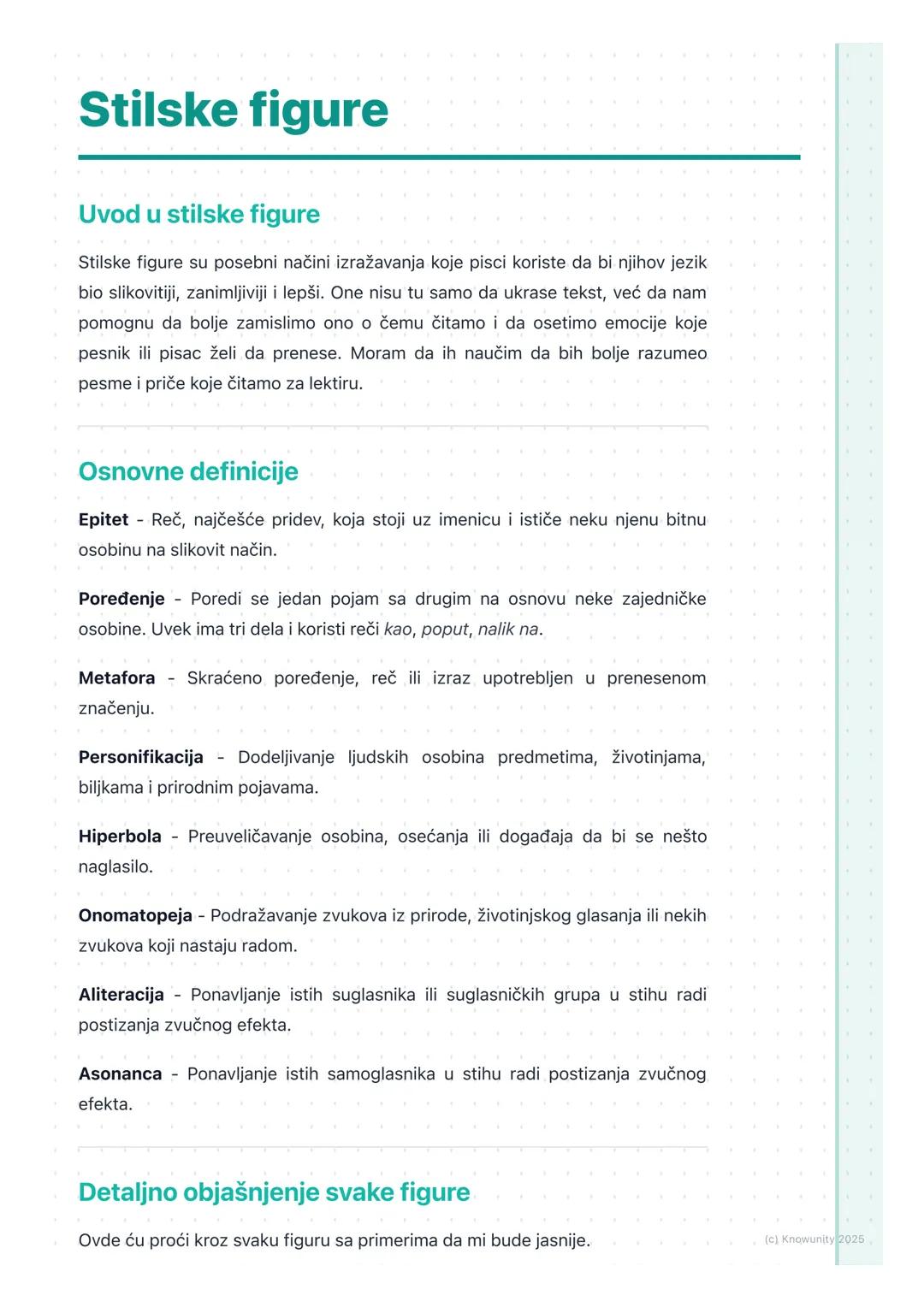 # Stilske figure

Uvod u stilske figure

Stilske figure su posebni načini izražavanja koje pisci koriste da bi njihov jezik
bio slikovitiji,