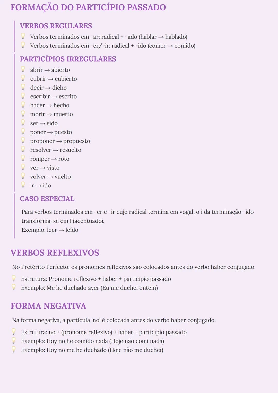 --- OCR Start ---
PRETÉRITO PERFECTO EM ESPANHOL
USO DO PRETÉRITO PERFECTO
O Pretérito Perfecto é utilizado para expressar ações concluídas 