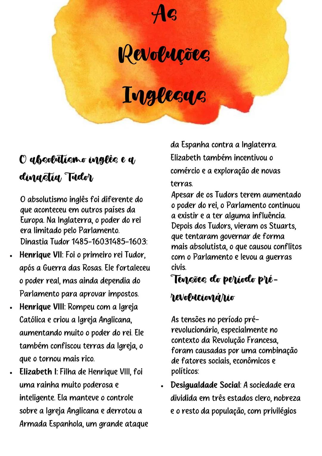 # As

# Revoluções

# Inglesas

O absolutismo inglês e a
dinastia Tudor

O absolutismo inglês foi diferente do
que aconteceu em outros paíse