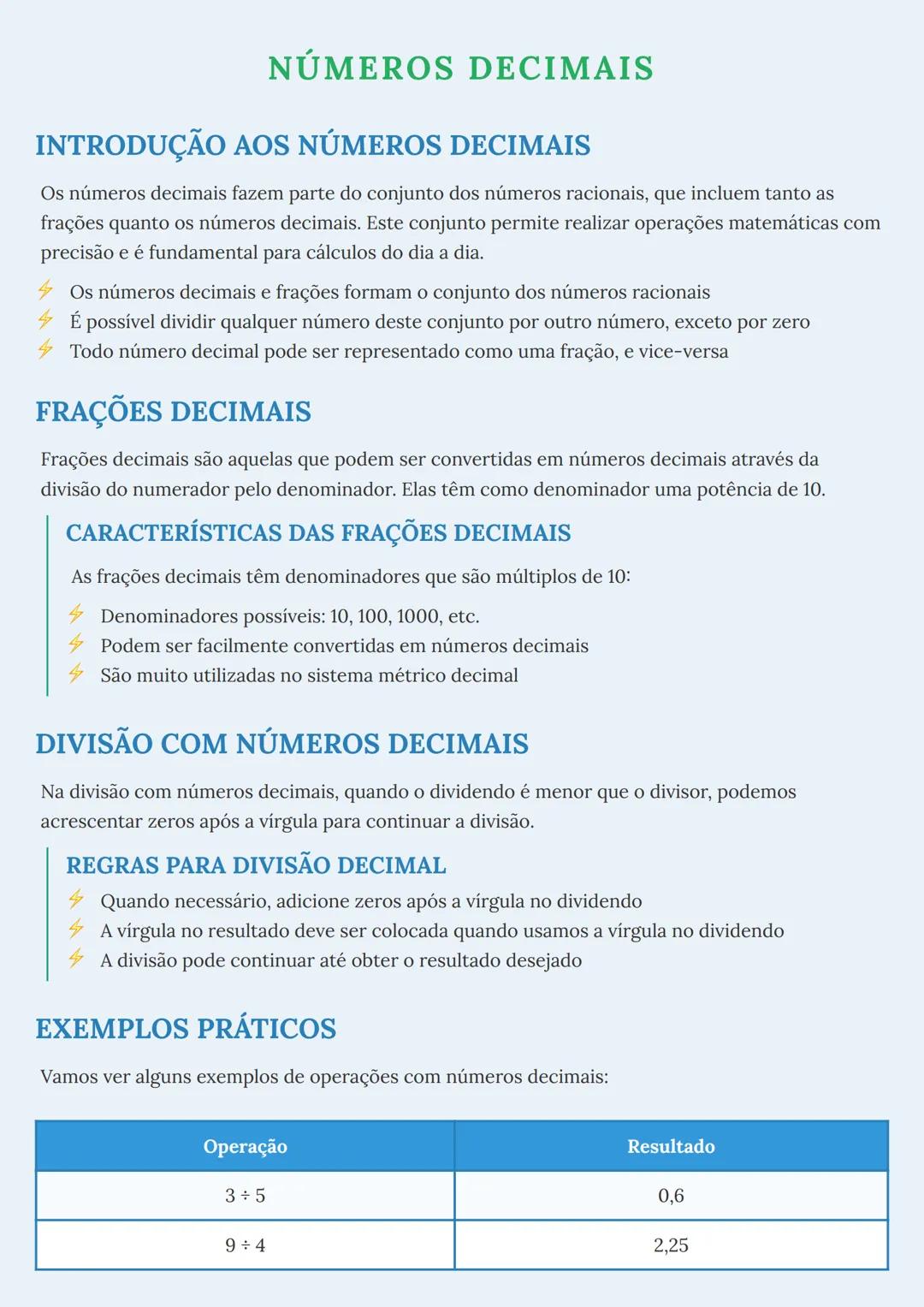 # NÚMEROS DECIMAIS

# INTRODUÇÃO AOS NÚMEROS DECIMAIS

Os números decimais fazem parte do conjunto dos números racionais, que incluem tanto 