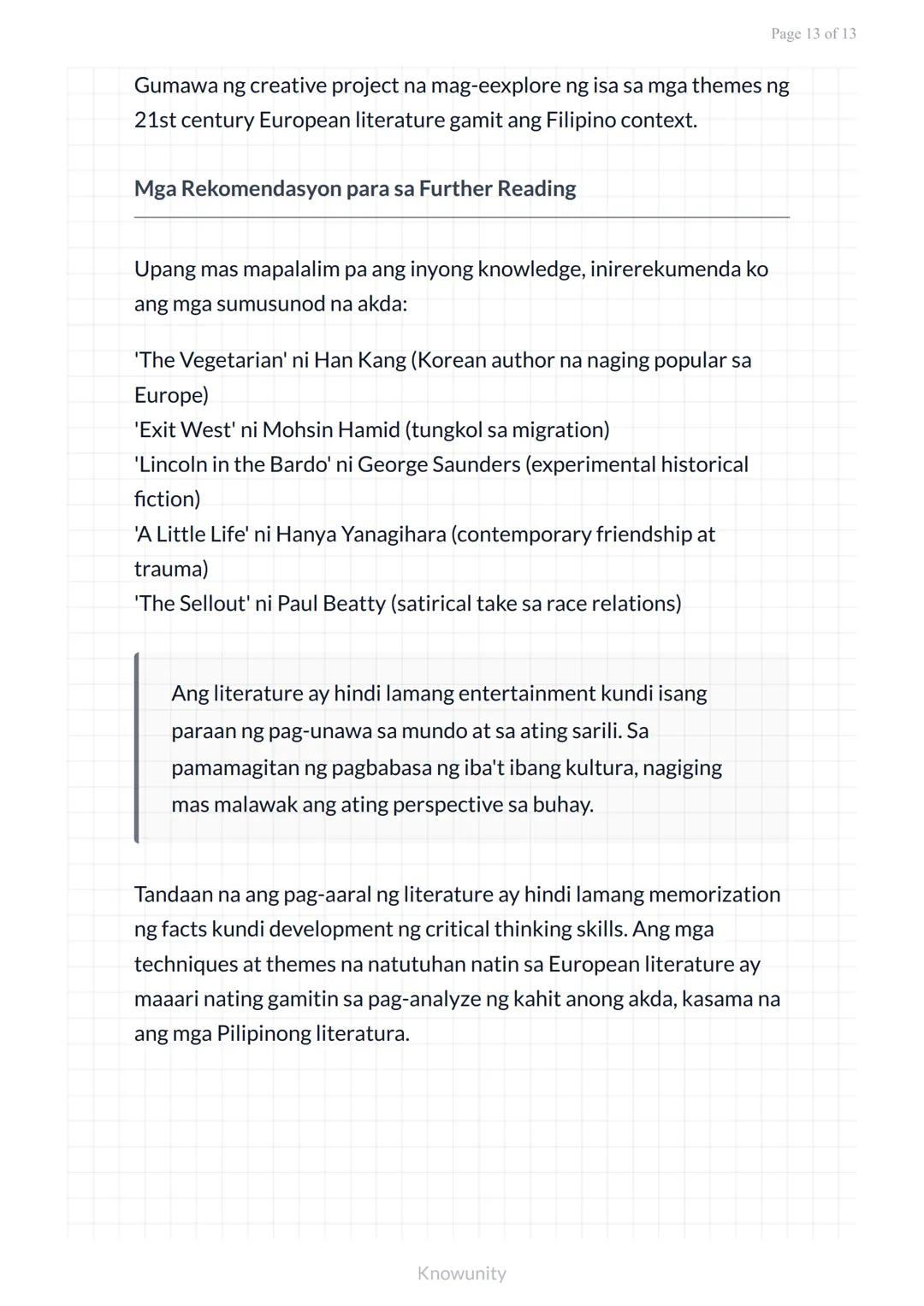 Panitikang Pandaigdig sa 21st Century: Panitikan mula sa Europa
Pag-aaral ng makabagong panitikan mula sa
Europa sa ika-21 siglo
Mga Layunin