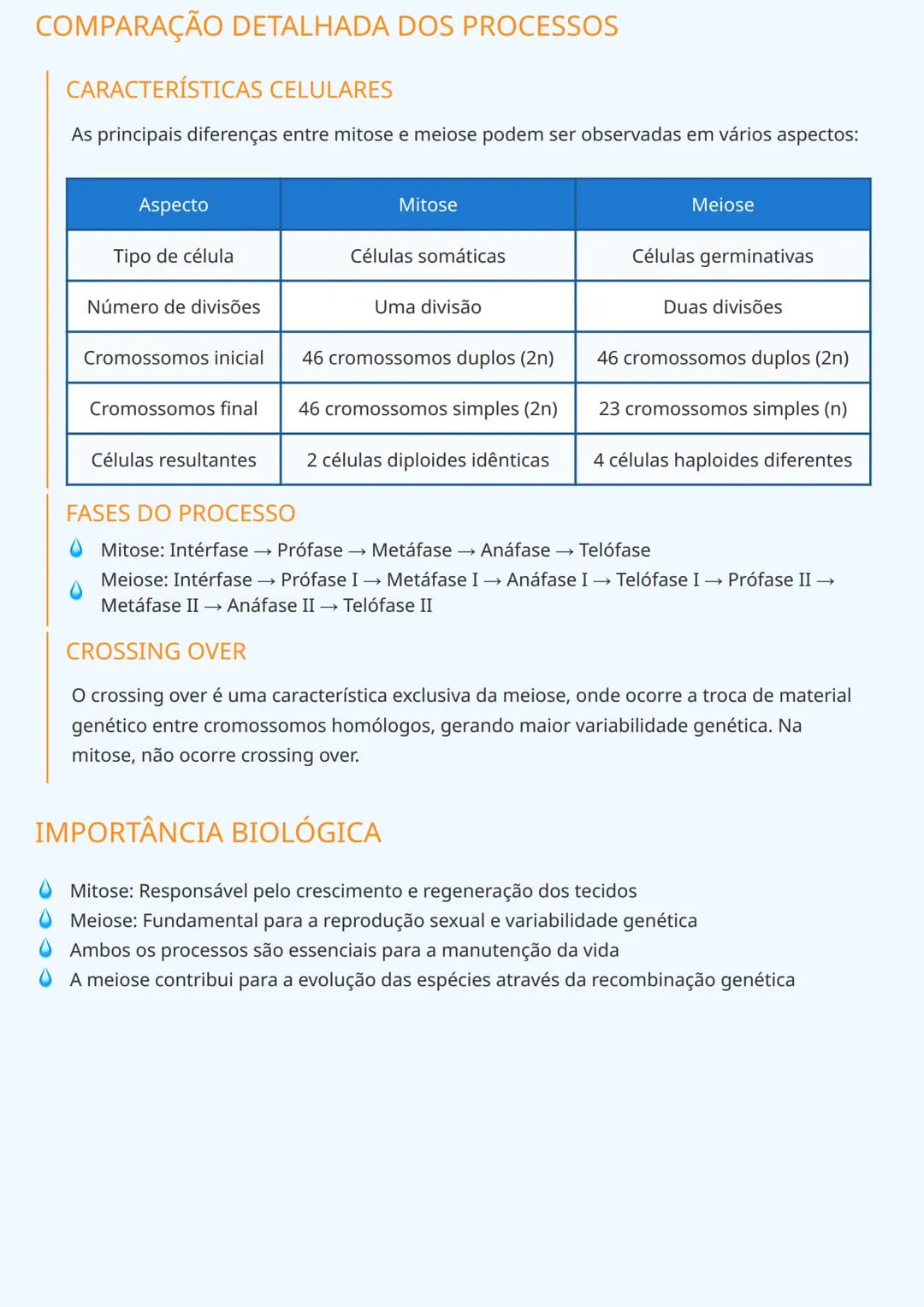 --- OCR Start ---
COMPARAÇÃO ENTRE MITOSE E MEIOSE
CARACTERÍSTICAS GERAIS
A divisão celular é um processo fundamental para os organismos viv