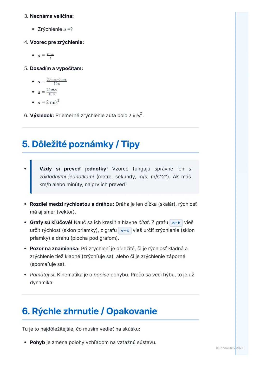 # Kinematika pohybu

## 1. Prehľad kinematiky pohybu

Kinematika pohybu je časť fyziky, ktorá sa zaoberá popisom pohybu telies.
To znamená, 