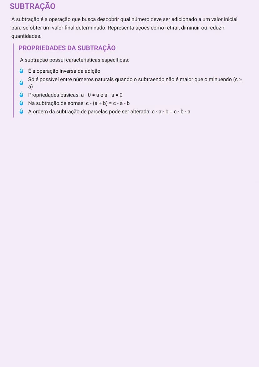 --- OCR Start ---
OPERAÇÕES COM NÚMEROS NATURAIS
OPERAÇÕES FUNDAMENTAIS
As quatro operações fundamentais da matemática são compostas por dua