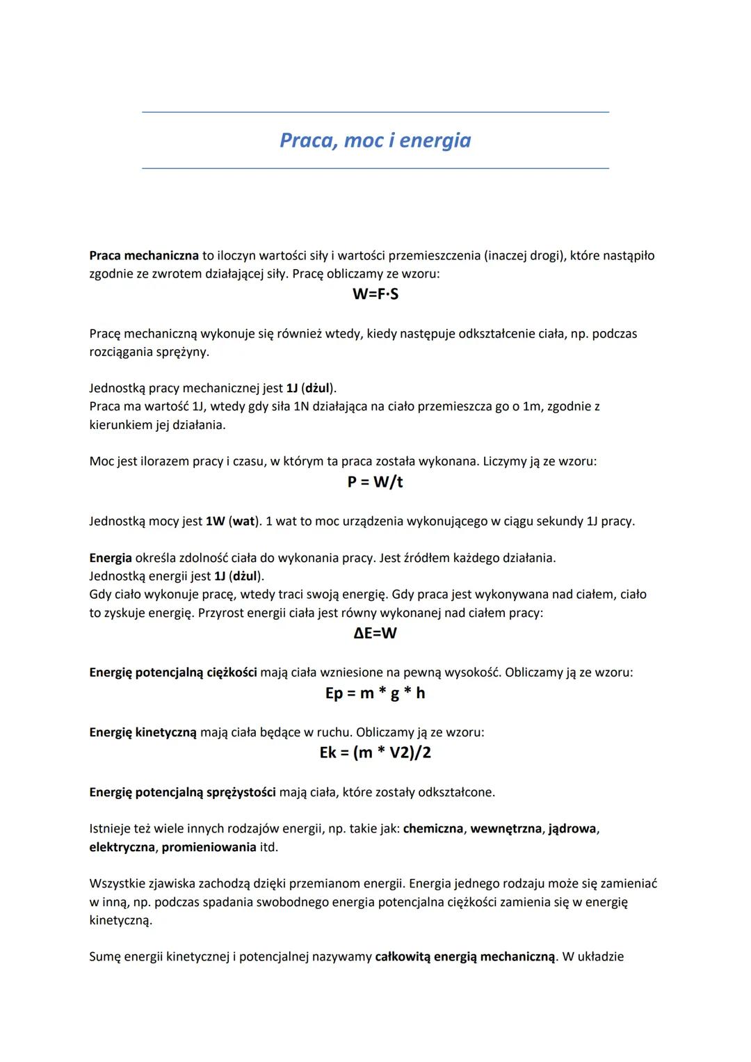 
<h2 id="pracamechaniczna">Praca mechaniczna</h2>
<p>Praca mechaniczna to iloczyn wartości siły i wartości przemieszczenia (inaczej drogi), 