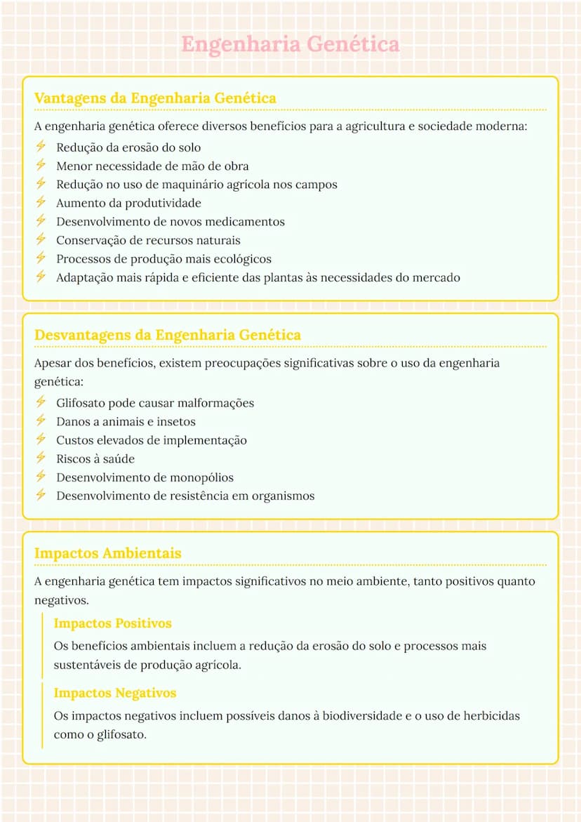 # Engenharia Genética

# Vantagens da Engenharia Genética
A engenharia genética oferece diversos benefícios para a agricultura e sociedade m
