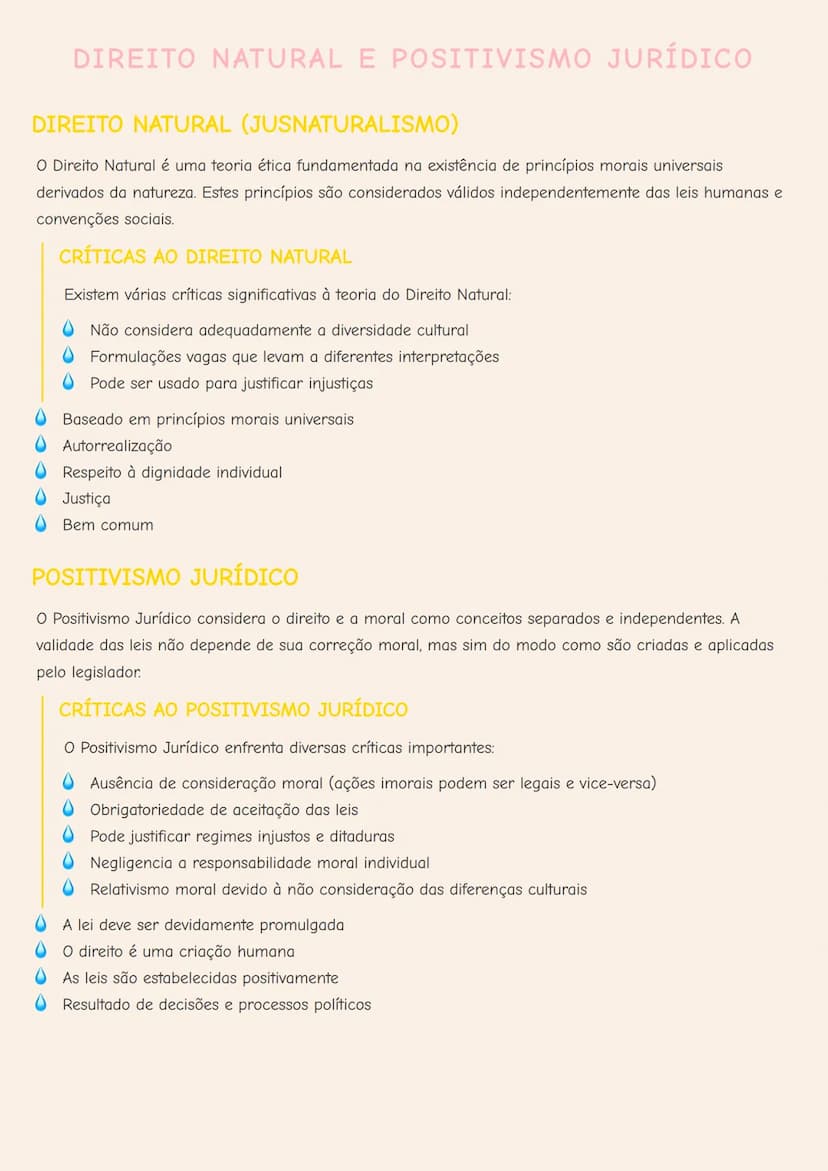 # DIREITO NATURAL E POSITIVISMO JURÍDICO

# DIREITO NATURAL (JUSNATURALISMO)
O Direito Natural é uma teoria ética fundamentada na existência