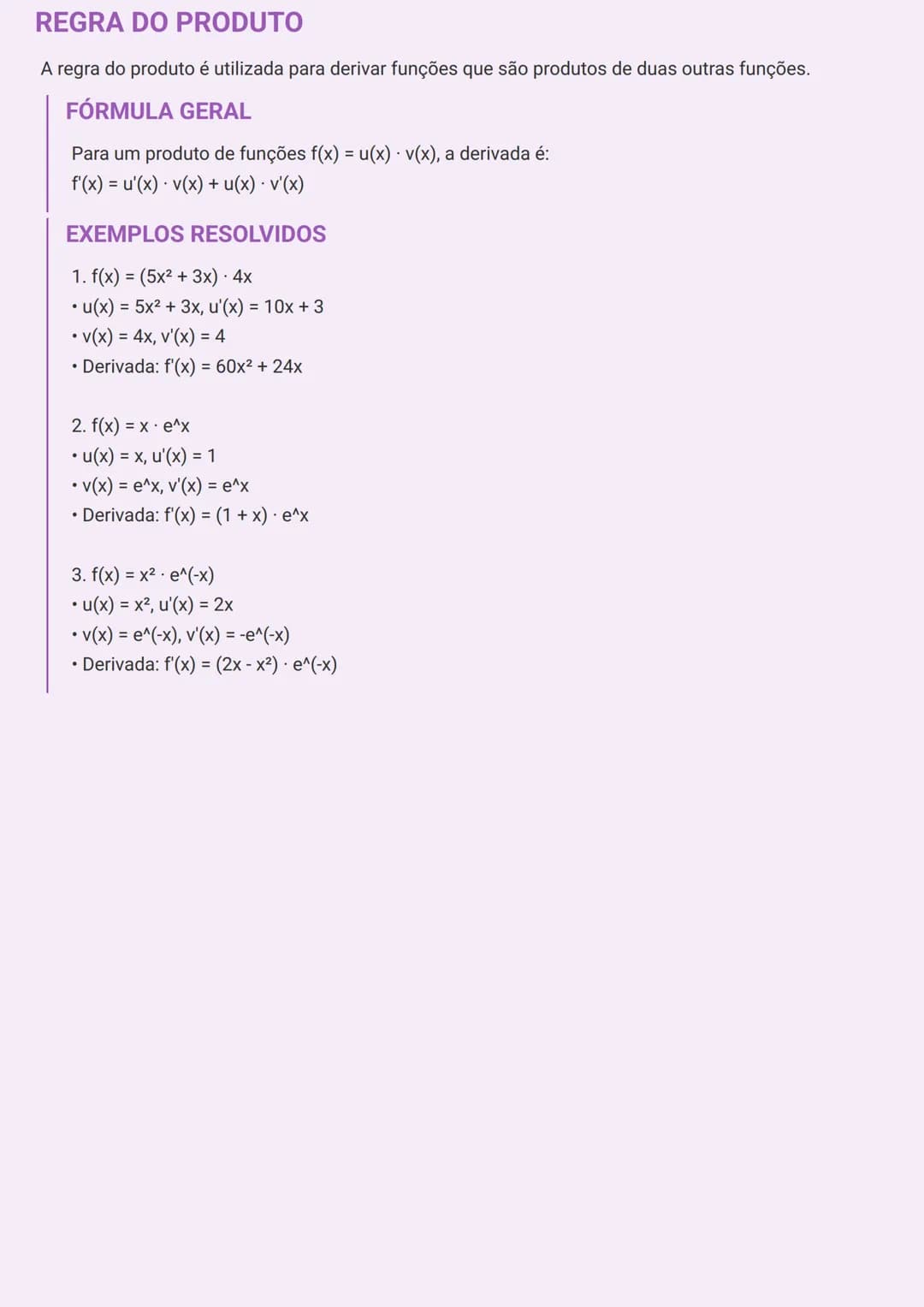 --- OCR Start ---
REGRA DA CADEIA E REGRA DO PRODUTO -
CÁLCULO DIFERENCIAL
REGRA DA CADEIA
A regra da cadeia é um método fundamental para en