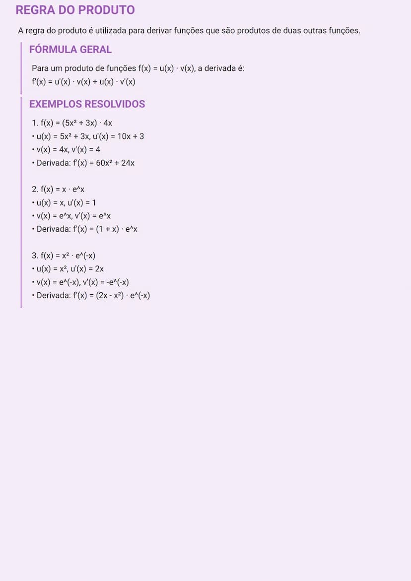 --- OCR Start ---
REGRA DA CADEIA E REGRA DO PRODUTO -
CÁLCULO DIFERENCIAL
REGRA DA CADEIA
A regra da cadeia é um método fundamental para en
