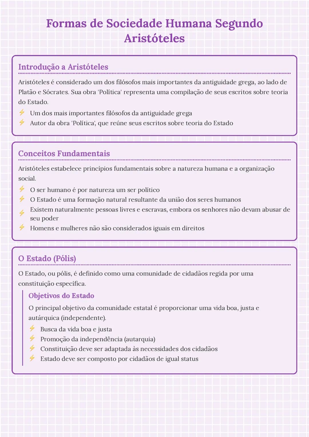 Formas de Sociedade Humana Segundo Aristóteles