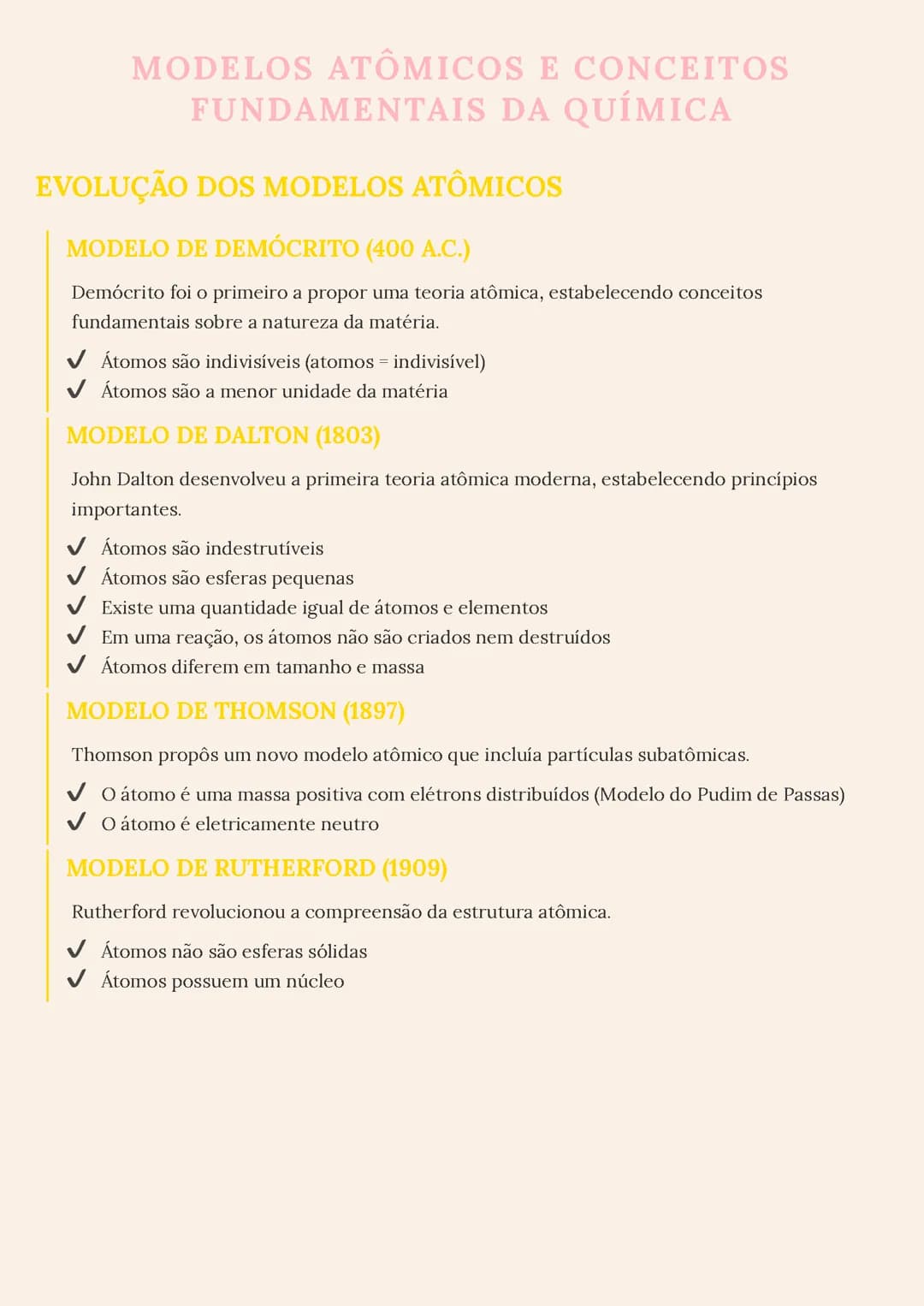 Modelos Atômicos e Conceitos Fundamentais da Química