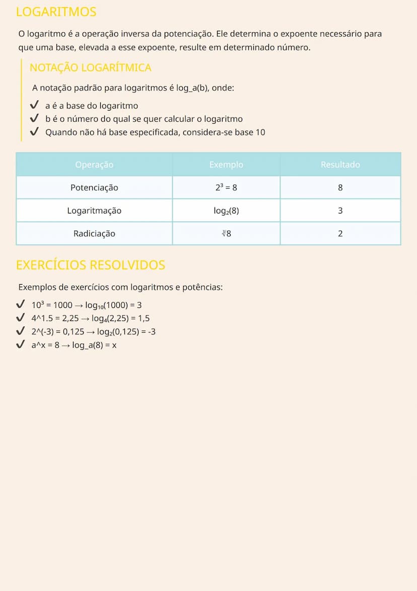 # LOGARITMOS E POTÊNCIAS

# CONCEITOS FUNDAMENTAIS
Na matemática, é fundamental compreender a relação entre potências e logaritmos. Estes
co