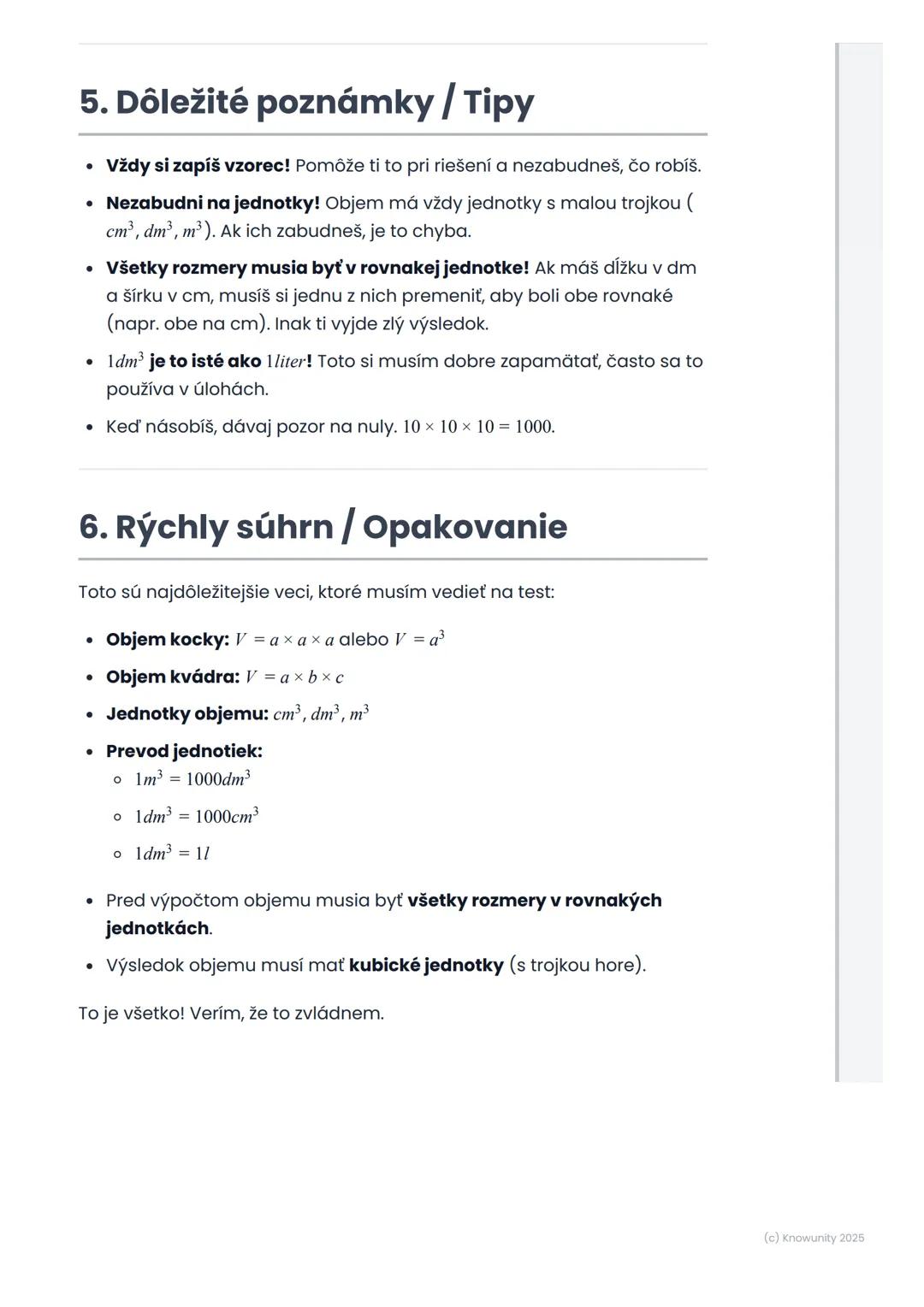 # Objem kocky a kvádra

1. Prehľad objemu kocky a kvádra

Ahoj! Dnes si zopakujeme, ako vypočítať objem kocky a kvádra. Je to
dôležité, lebo