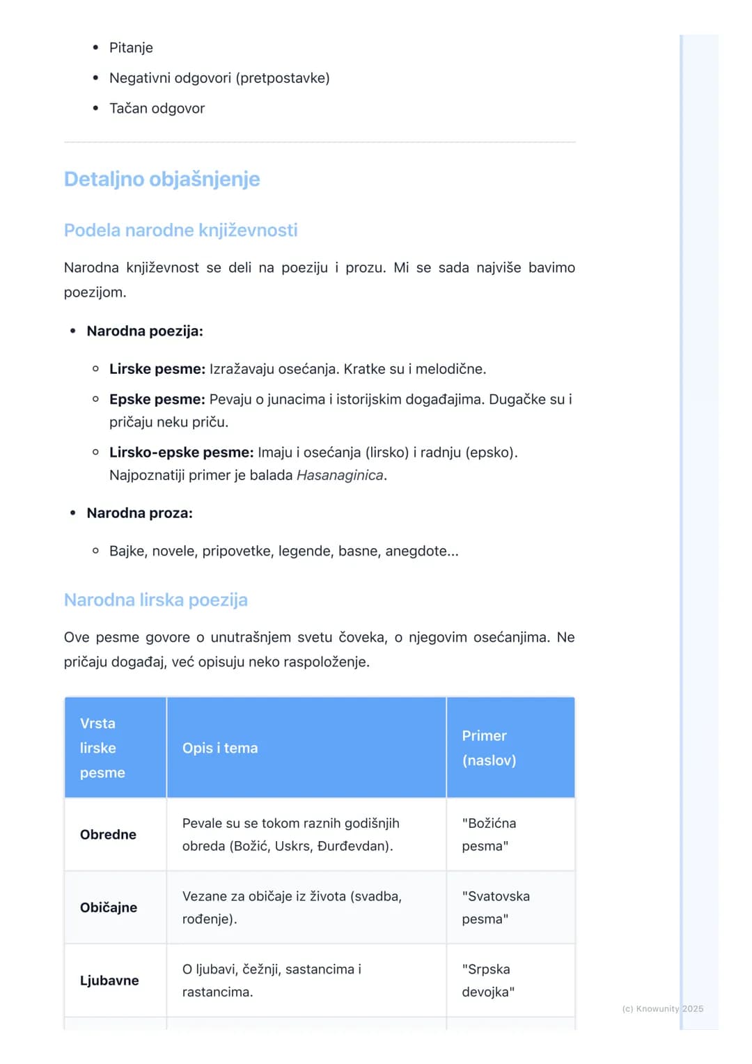 # Narodna književnost

Uvod u narodnu književnost

Narodna književnost, koja se još zove i usmena književnost, nastala je davno u
narodu. Pr