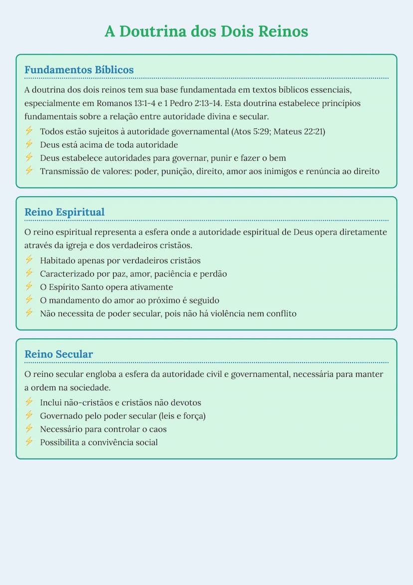 --- OCR Start ---
A Doutrina dos Dois Reinos
Fundamentos Bíblicos
A doutrina dos dois reinos tem sua base fundamentada em textos bíblicos es