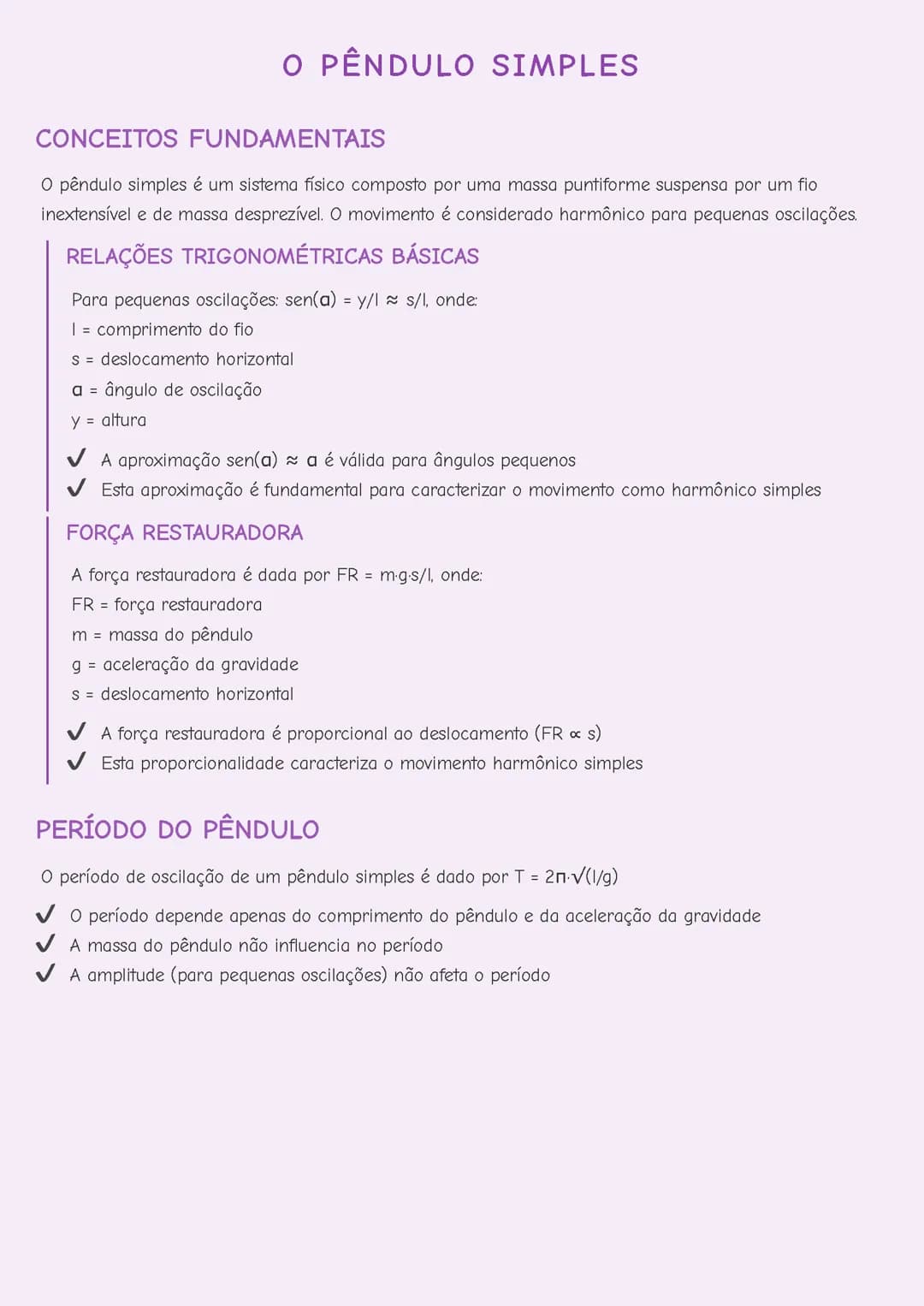 O Pêndulo Simples