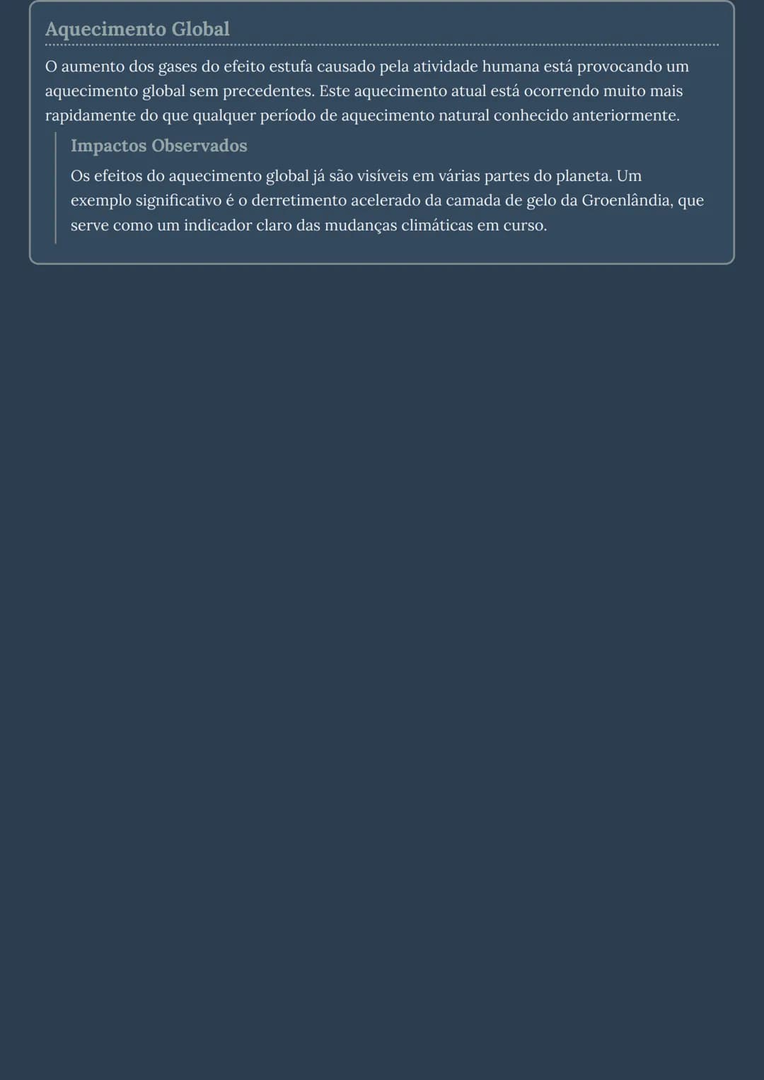 # O Efeito Estufa

## Introdução ao Efeito Estufa
O efeito estufa é um fenômeno natural crucial para a vida na Terra. Sem ele, a temperatura