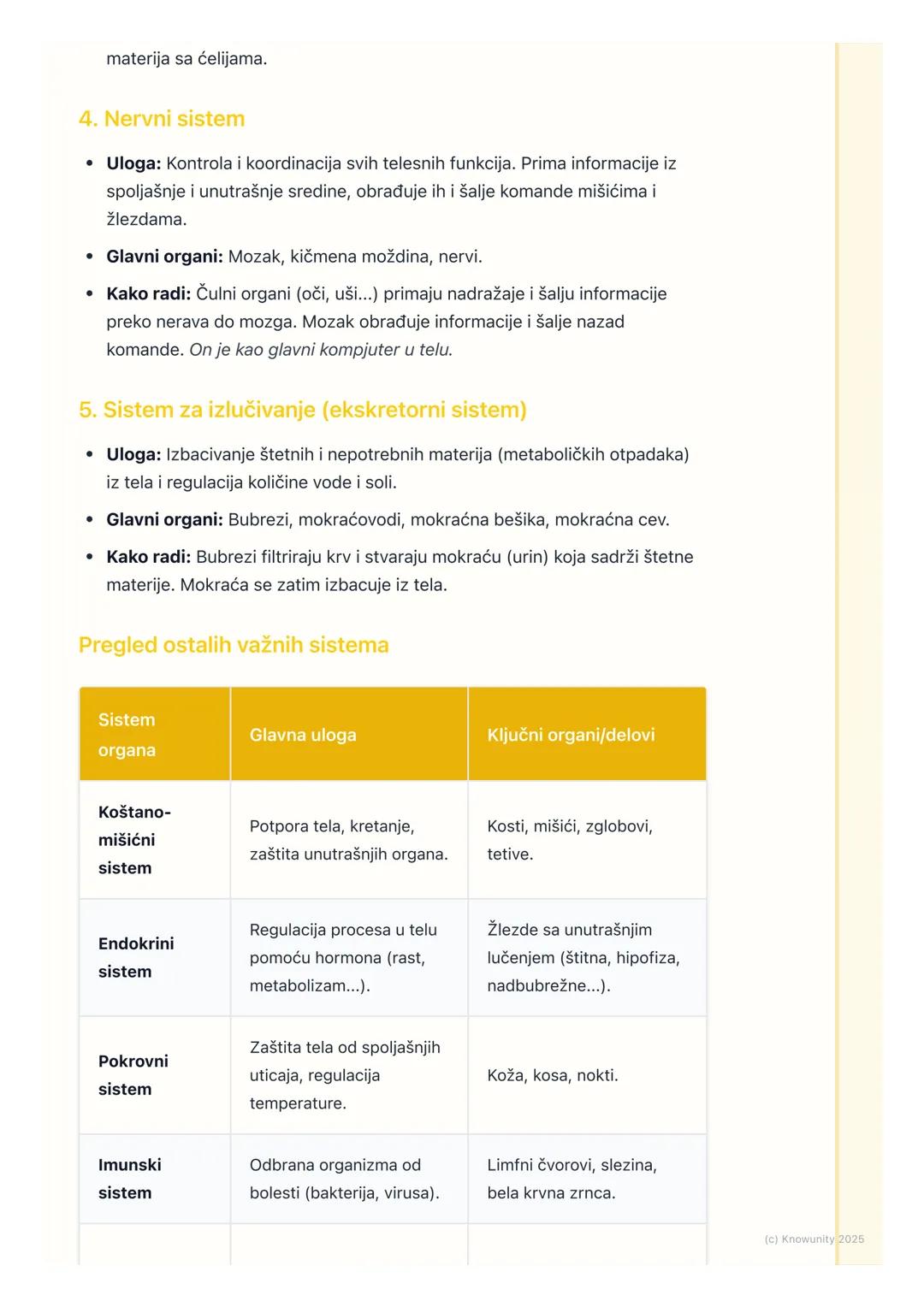 # Sistemi organa

Uvod u sisteme organa

U našem telu, nijedan organ ne radi sam za sebe. Kao igrači u fudbalskom
timu, organi moraju da sar