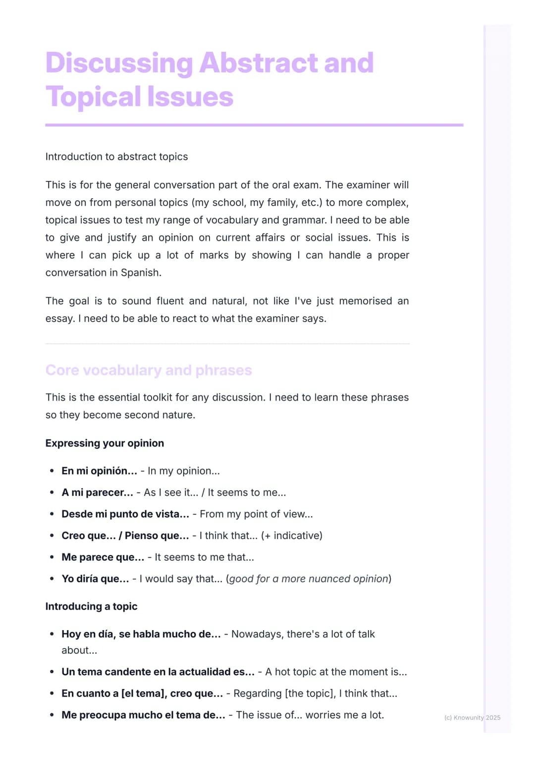 # Discussing Abstract and
Topical Issues

Introduction to abstract topics

This is for the general conversation part of the oral exam. The e